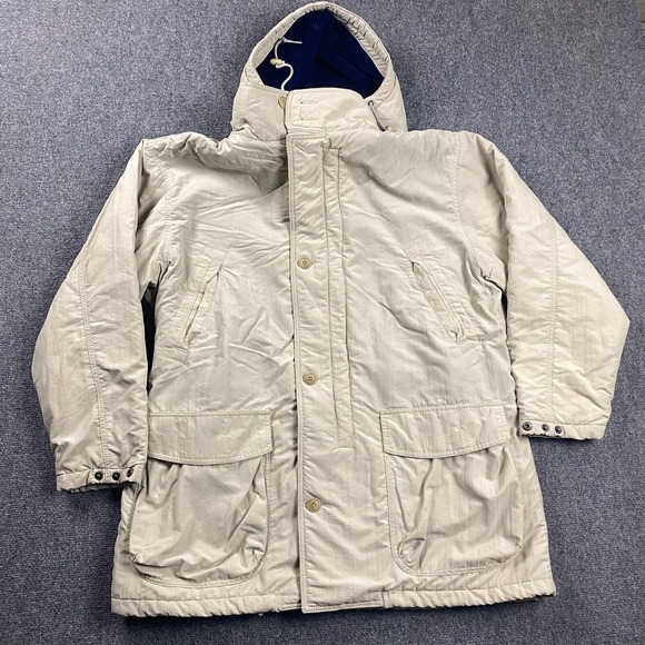 Vintage Eddie Bauer Jacket Adults Large‎ Beige Parka Front Pockets Hooded Mens - Picture 1 of 10